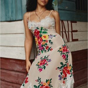 Anthropologie Floral Lace Trim Dress